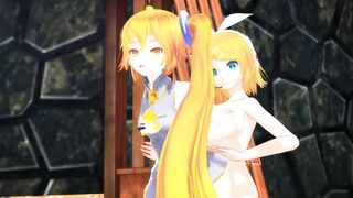 【SEX-MMD】(Yuri) Rin Fucks Neru in Hot Spring (Futanari)【R-18】