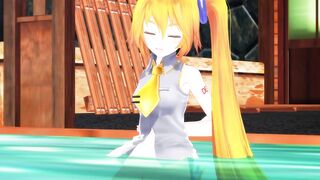 【SEX-MMD】(Yuri) Rin Fucks Neru in Hot Spring (Futanari)【R-18】