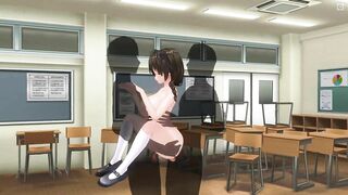 3D HENTAI Double penetration in a schoolgirl in the lifting position
