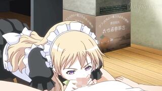 Anime Hentai Eroge Horny Blonde Maid Gives a Sloppy Blowjob and Let You Cum Between her Tits