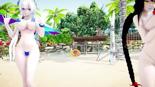 【MMD R-18 SEX DANCE】IIIUSTRIOUS, KANGXI Kiss me Tasty intense fuck on the beach [CREDIT BY] Shark100