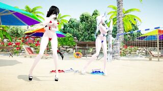 【MMD R-18 SEX DANCE】IIIUSTRIOUS, KANGXI Kiss me Tasty intense fuck on the beach [CREDIT BY] Shark100