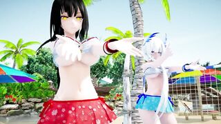 【MMD R-18 SEX DANCE】IIIUSTRIOUS, KANGXI Kiss me Tasty intense fuck on the beach [CREDIT BY] Shark100