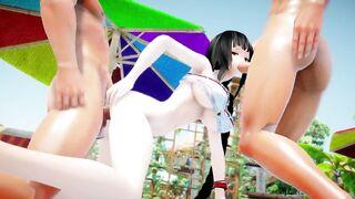 【MMD R-18 SEX DANCE】IIIUSTRIOUS, KANGXI Kiss me Tasty intense fuck on the beach [CREDIT BY] Shark100