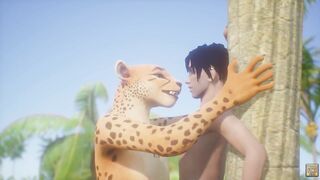 Leopard Furry Girl Fucks skinny Guy