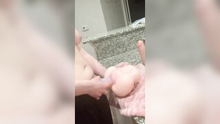 Futa cock stuck in extreme tight mini pussy