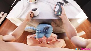 Annie BJ while her husband calling (3d animation with sound)