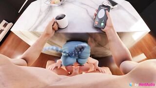 Annie BJ while her husband calling (3d animation with sound)