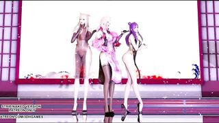 [MMD]Tougen Renka 桃源恋歌 Hot Erotic Dance KDA Ahri Kaisa Seraphine 4K 60FPS League of Legends