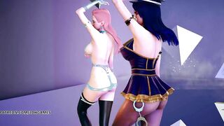 [MMD] PRODUCE48 - RUMOR Striptease Korean Dance Seraphine Gwen Caitlyn League of Legends