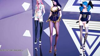 [MMD] PRODUCE48 - RUMOR Striptease Korean Dance Seraphine Gwen Caitlyn League of Legends