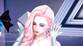 [MMD] PRODUCE48 - RUMOR Nude Kpop Dance Seraphine Gwen Caitlyn League of Legends