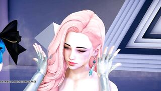 [MMD] PRODUCE48 - RUMOR Nude Kpop Dance Seraphine Gwen Caitlyn League of Legends