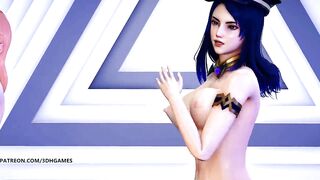 [MMD] PRODUCE48 - RUMOR Nude Kpop Dance Seraphine Gwen Caitlyn League of Legends