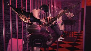 Double penetration with a vibrator and a strong succubus orgasm