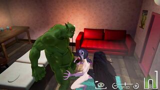 Orc Massage [v0.6.2b] [Torch Studio] Elf rides a huge orc cock and gets cum