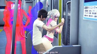 Schoolgirl fucked in the ass in the subway car