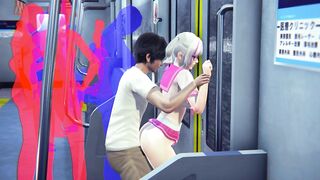 Schoolgirl fucked in the ass in the subway car
