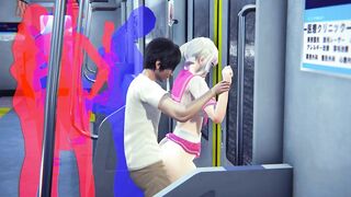 Schoolgirl fucked in the ass in the subway car