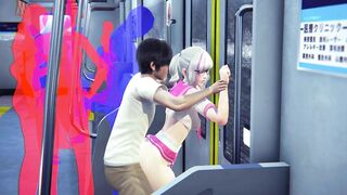 Schoolgirl fucked in the ass in the subway car