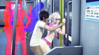 Schoolgirl fucked in the ass in the subway car