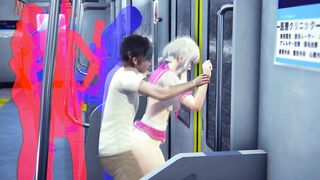 Schoolgirl fucked in the ass in the subway car