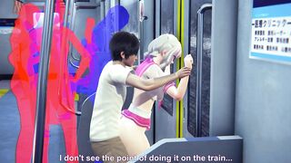 Schoolgirl fucked in the ass in the subway car