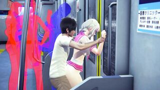 Schoolgirl fucked in the ass in the subway car