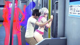 Schoolgirl fucked in the ass in the subway car