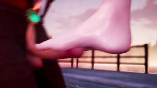 Under The Witch Alpha - Rubbing a cock on a woman's foot