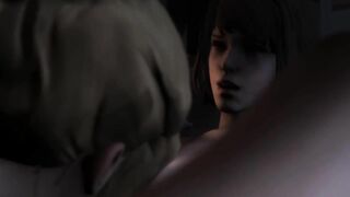 Max Caulfield (Life is Strange) masturbates on bed and gets licked, then cums