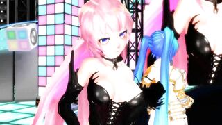 【SEX-MMD】KissKiss Miku x Futanari Luka sexdance【R-18】
