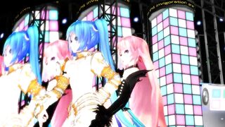 【SEX-MMD】KissKiss Miku x Futanari Luka sexdance【R-18】