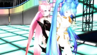 【SEX-MMD】KissKiss Miku x Futanari Luka sexdance【R-18】