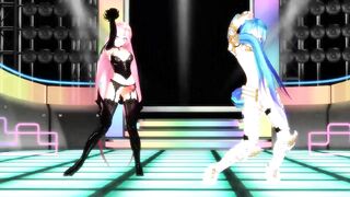 【SEX-MMD】KissKiss Miku x Futanari Luka sexdance【R-18】