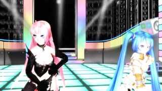 【SEX-MMD】KissKiss Miku x Futanari Luka sexdance【R-18】