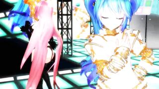 【SEX-MMD】KissKiss Miku x Futanari Luka sexdance【R-18】