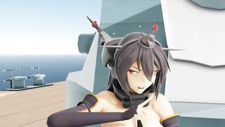MMD KanColle Addiction Big Seven Nagato commander cum swallow 3d hentai