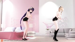 0213 -【R18-MMD】Genshin Impact 原神 Raiden Shogun & Jean - Chocolate Cream