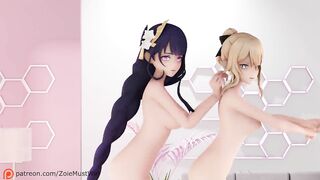 0213 -【R18-MMD】Genshin Impact 原神 Raiden Shogun & Jean - Chocolate Cream