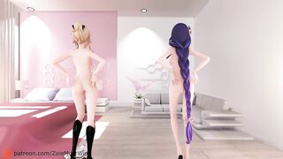 0213 -【R18-MMD】Genshin Impact 原神 Raiden Shogun & Jean - Chocolate Cream