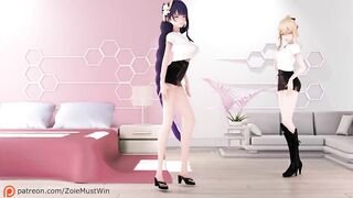 0213 -【R18-MMD】Genshin Impact 原神 Raiden Shogun & Jean - Chocolate Cream