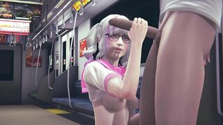 Schoolgirl jerks off cock to friend in public subway car