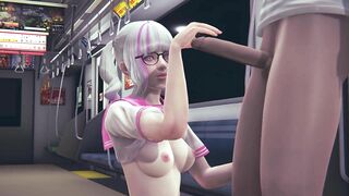 Schoolgirl jerks off cock to friend in public subway car