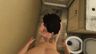 House Party - Gameplay Ashley sucks me in the toilet and I cum on her chest