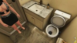 House Party - Gameplay Ashley sucks me in the toilet and I cum on her chest