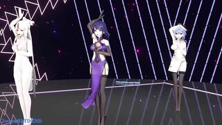 0241 -【R18-MMD】Genshin Impact 原神 Raiden Shogun + Ningguang + Ganyu - Wave