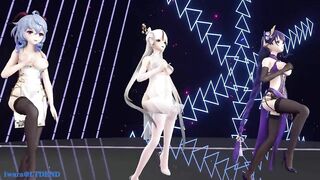 0241 -【R18-MMD】Genshin Impact 原神 Raiden Shogun + Ningguang + Ganyu - Wave