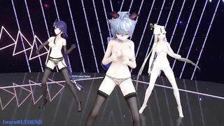 0241 -【R18-MMD】Genshin Impact 原神 Raiden Shogun + Ningguang + Ganyu - Wave