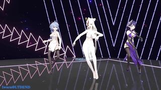 0241 -【R18-MMD】Genshin Impact 原神 Raiden Shogun + Ningguang + Ganyu - Wave